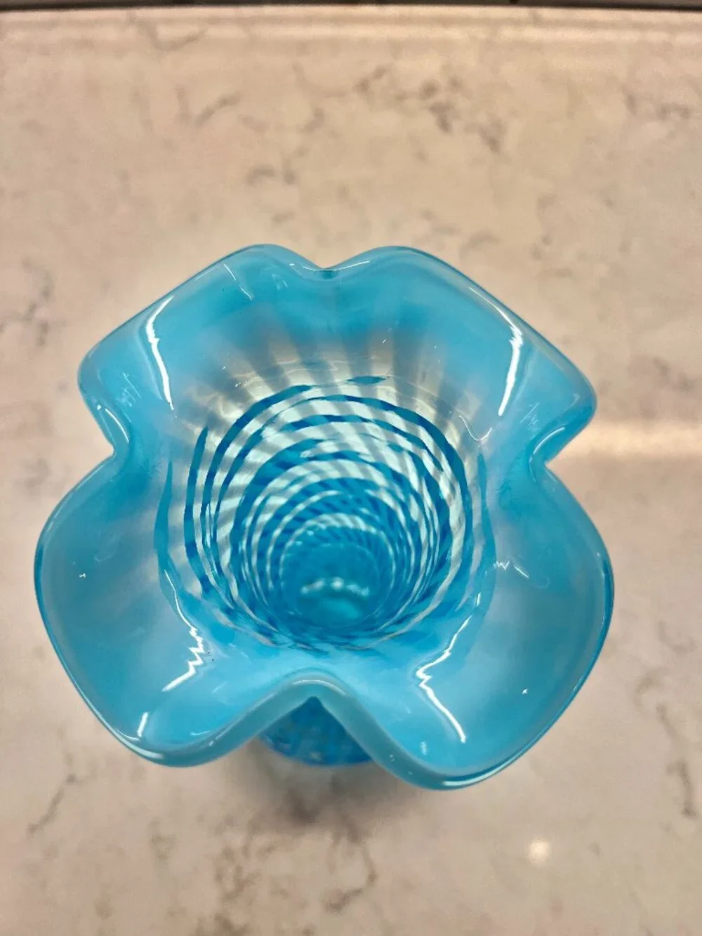 Vintage Fenton Opalescent Blue Glass Vase